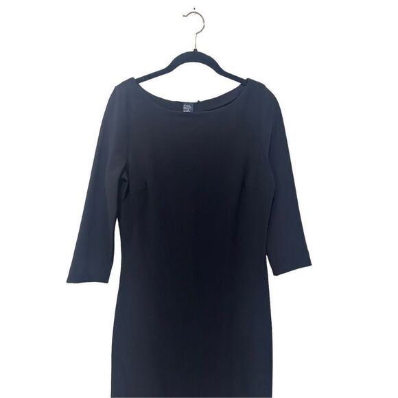 Boston Proper Black 3/4 sleeve nylon spandex mini dress square neckline size m - Picture 2 of 8